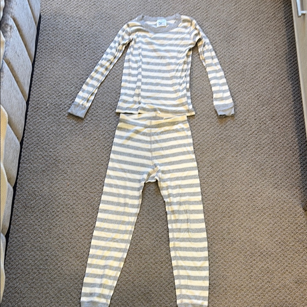 Striped Gray and White Kids Pajamas
